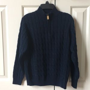 Boys Navy Blue Cableknit 1/4 zip